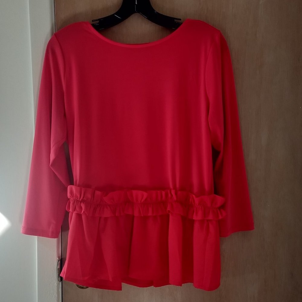 Bright red fit and flare peplum ruffle top